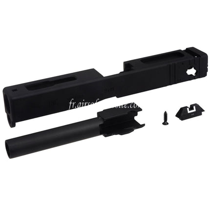 E&C Métal Glissière Canon Set avec Hausse Convient pour E&C G18C GBB Pistolet Airsoft Noir