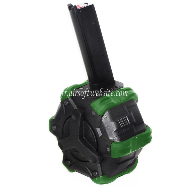 Armorer Works AW Custom 350 Billes Gaz Adaptive Chargeur Tambour Convient pour EMG SAI Red / AW NE Série / WE (WE-TECH) Single Stack 1911 GBB Pistolet Airsoft