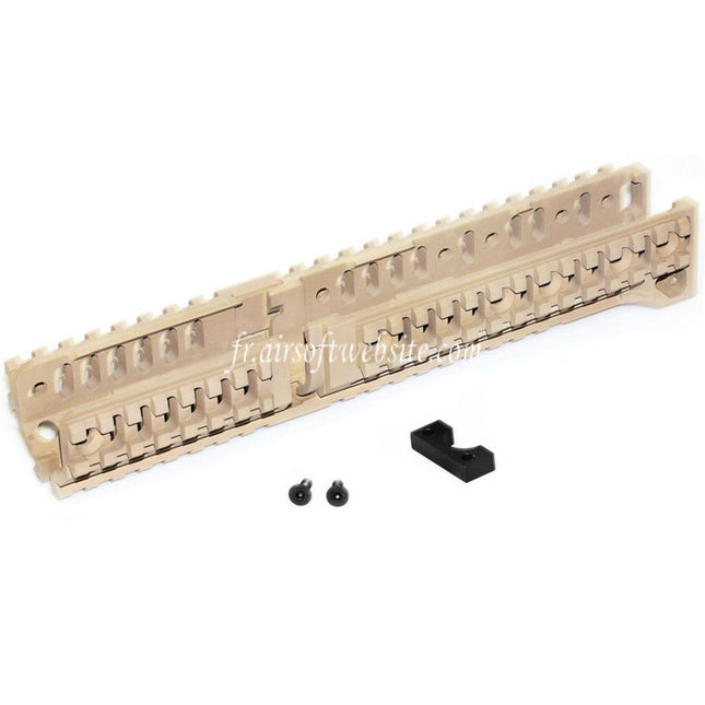 5KU CNC 254mm B30 Style Long Bas Rail de Garde-Main Convient pour D-Boys LCT GHK AKM AK74 AK102 AK104 AK105 AK Série AEG Fusil Airsoft Desert Tan