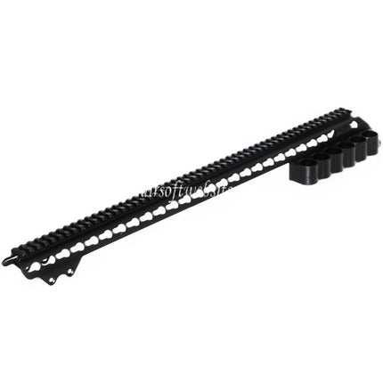 CYMA 537mm Aluminium KeyMod Top Rail System mit 6-Shell Auffangsack Passend für CYMA Tokyo Marui M870 Serie Shotgun Airsoft Schwarz