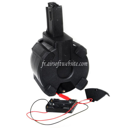 BATTLEAXE 1400 Schuss Elektrisches Trommelmagazin für MP5 AEG Airsoft Gewehr Schwarz