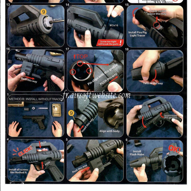 Show Guns Tactical SG Beam Spray Kit Type A Convient pour ACTION ARMY AAP-01 Série GBB Pistolet Airsoft