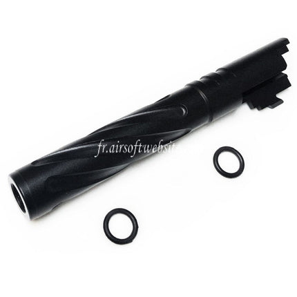 5KU 5 Zoll 123/127mm CNC Aluminium Tornado Style Spiralförmiger Außenlauf +11mm CW Passend für Armorer Works AW WE-TECH Tokyo Marui Hi-Capa 5.1 GBB Airsoft Pistole