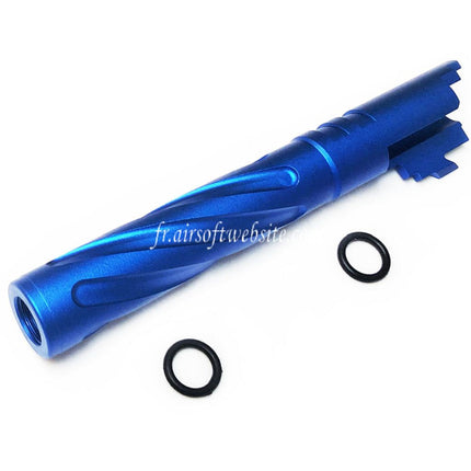 5KU 5 Zoll 123/127mm CNC Aluminium Tornado Style Spiralförmiger Außenlauf +11mm CW Passend für Armorer Works AW WE-TECH Tokyo Marui Hi-Capa 5.1 GBB Airsoft Pistole