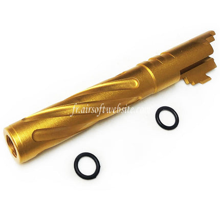 5KU 5 Zoll 123/127mm CNC Aluminium Tornado Style Spiralförmiger Außenlauf +11mm CW Passend für Armorer Works AW WE-TECH Tokyo Marui Hi-Capa 5.1 GBB Airsoft Pistole