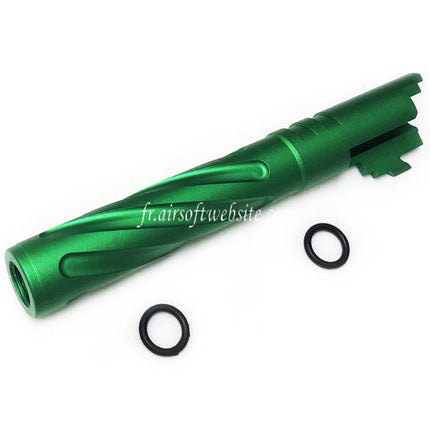 5KU 5 Zoll 123/127mm CNC Aluminium Tornado Style Spiralförmiger Außenlauf +11mm CW Passend für Armorer Works AW WE-TECH Tokyo Marui Hi-Capa 5.1 GBB Airsoft Pistole