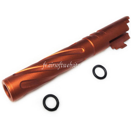 5KU 5 Zoll 123/127mm CNC Aluminium Tornado Style Spiralförmiger Außenlauf +11mm CW Passend für Armorer Works AW WE-TECH Tokyo Marui Hi-Capa 5.1 GBB Airsoft Pistole