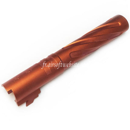 5KU 5 Zoll 123/127mm CNC Aluminium Tornado Style Spiralförmiger Außenlauf +11mm CW Passend für Armorer Works AW WE-TECH Tokyo Marui Hi-Capa 5.1 GBB Airsoft Pistole