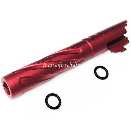 5KU 5 Zoll 123/127mm CNC Aluminium Tornado Style Spiralförmiger Außenlauf +11mm CW Passend für Armorer Works AW WE-TECH Tokyo Marui Hi-Capa 5.1 GBB Airsoft Pistole