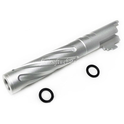 5KU 5 Zoll 123/127mm CNC Aluminium Tornado Style Spiralförmiger Außenlauf +11mm CW Passend für Armorer Works AW WE-TECH Tokyo Marui Hi-Capa 5.1 GBB Airsoft Pistole