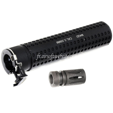 5KU 172mm KAC Style QD Canon Extension Silencieux avec Frein de Bouche Convient pour -14mm CCW sens antihoraire Canon Fusil Airsoft Noir