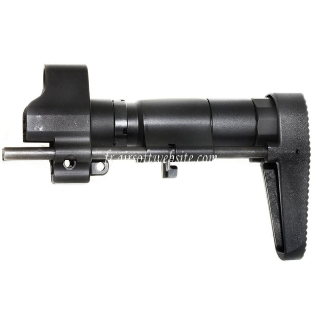 Airsoft Website CNC Aluminum Rétractable Crosse avec Adaptateur Convient pour CYMA Tokyo Marui MP5 Série AEG Fusil Noir