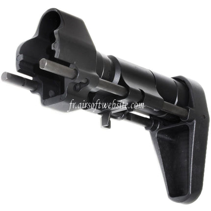 Airsoft Website CNC Aluminum Rétractable Crosse avec Adaptateur Convient pour CYMA Tokyo Marui MP5 Série AEG Fusil Noir