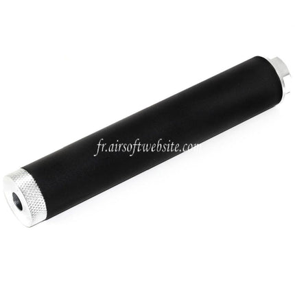 DOUBLE BELL 194mm/204mm x 35mm Silencieux Convient pour -14mm CCW sens antihoraire Fusil Airsoft Noir/Argent