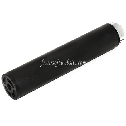 DOUBLE BELL 198mm/204mm x 43mm Silencieux Convient pour -14mm CCW sens antihoraire Fusil Airsoft Noir/Argent