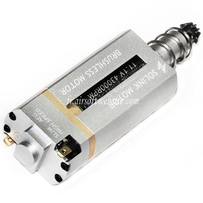 SOLINK Ultra-Mince Sans Balai Super Grande Vitesse Moteur (Long Axe) 11.1V 43000RPM Convient pour M4 M16 MP5 G3 P90 Série V2 Vitesse Boîte AEG Fusil Airsoft