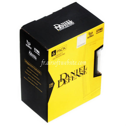 CYMA 6 Pièces Pack EMG Daniel Defense 230 Billes Polymère Mid-Cap Chargeur Convient pour M4 M16 Série AEG Fusil Airsoft Noir