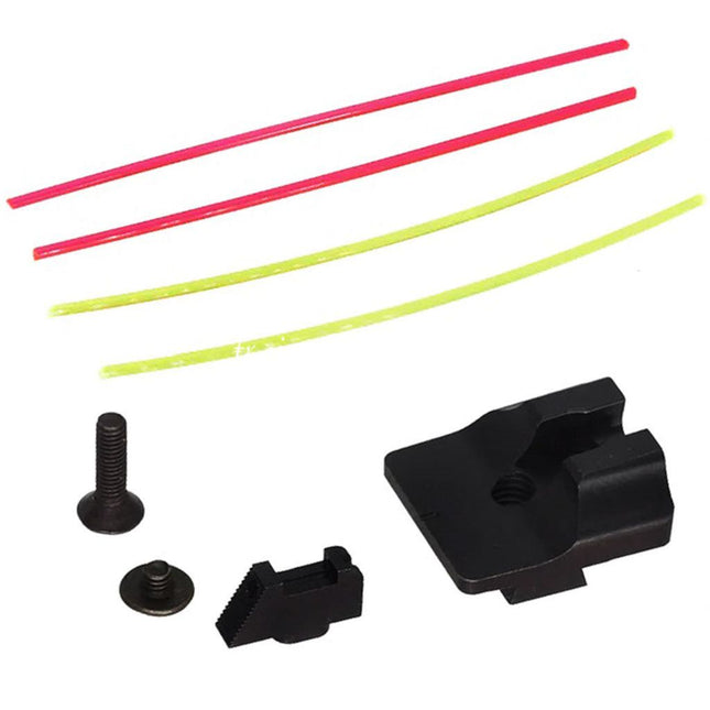 Guns Modify GM CNC Acier W-Style Fibre Optique Visée Set Convient pour Guns Modify WE(WE-TECH) Tokyo Marui G-Série GBB Pistolet Airsoft