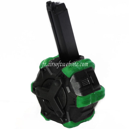 WE (WE-TECH) 350 Billes Gaz Chargeur Tambour Convient pour G17 G18C G-Série GBB Pistolet Airsoft