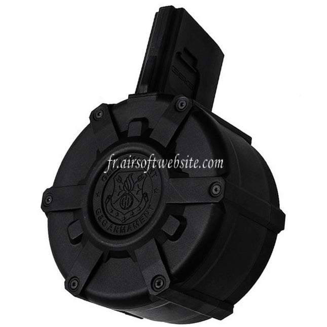 G&G 2300 Billes Polymère Chargeur Tambour Convient pour G&G M4 M16 Série AEG Fusil Airsoft Noir