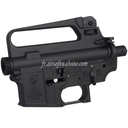 E&C COLT M16A2 Métal Haut Bas Boîtier (CNC Logo) Convient pour E&C Tokyo Marui M4 M16 Série AEG Fusil Airsoft Noir