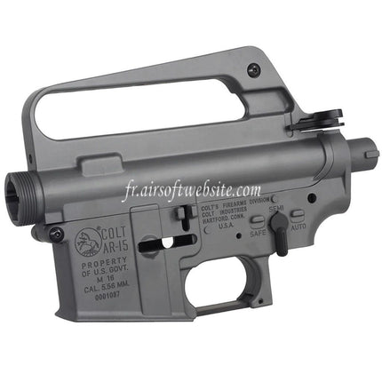 E&C COLT M16VN 604 Style Métal Haut Bas Boîtier (CNC Logo) Convient pour E&C Tokyo Marui M4 M16 Série AEG Fusil Airsoft Gris