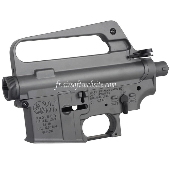 E&C COLT M16VN 604 Style Métal Haut Bas Boîtier (CNC Logo) Convient pour E&C Tokyo Marui M4 M16 Série AEG Fusil Airsoft Gris