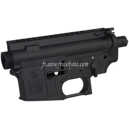 E&C COLT M4A1 Métal Haut Bas Boîtier (CNC Logo) Convient pour E&C Tokyo Marui M4 M16 Série AEG Fusil Airsoft Noir