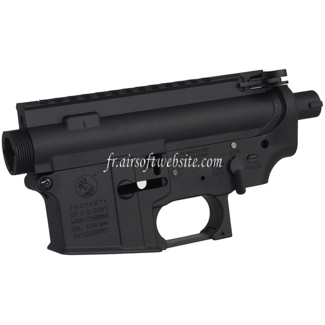 E&C COLT M4A1 Métal Haut Bas Boîtier (CNC Logo) Convient pour E&C Tokyo Marui M4 M16 Série AEG Fusil Airsoft Noir