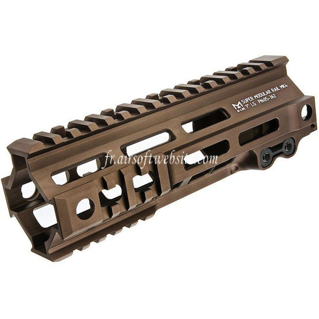 Z-Parts Aluminum 185mm 7 Pouces MK4 M-LOK Rail de Garde-Main avec Barrel Nut Convient pour GHK M4 Série GBB Fusil Airsoft Tan