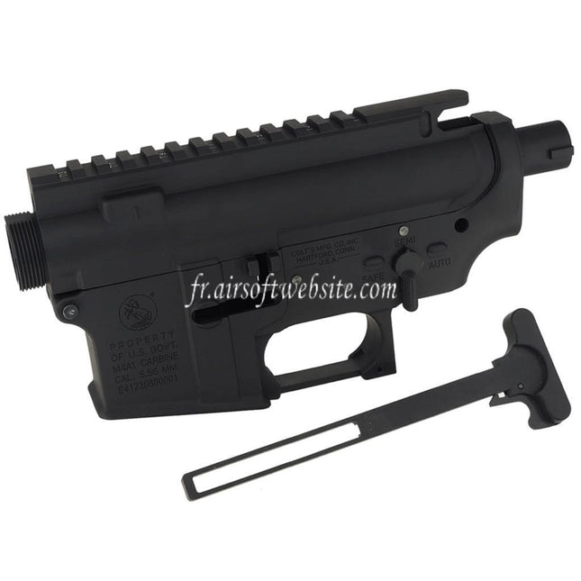 E&C COLT M4A1 Métal Haut Bas Boîtier (CNC Logo) Convient pour E&C E-Bolt Système AR M4 M16 Série AEG Fusil Airsoft Noir