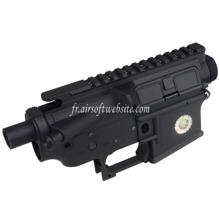 E&C COLT M4A1 Métal Haut Bas Boîtier (CNC Logo) Convient pour E&C E-Bolt Système AR M4 M16 Série AEG Fusil Airsoft Noir