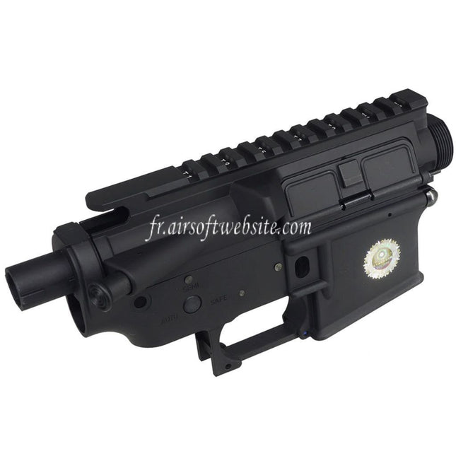 E&C COLT M4A1 Métal Haut Bas Boîtier (CNC Logo) Convient pour E&C E-Bolt Système AR M4 M16 Série AEG Fusil Airsoft Noir