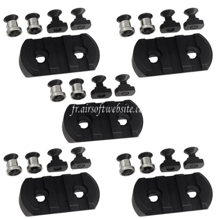 Airsoft Website 5pièces Aluminum 3-Slots Rail Section Convient pour M-LOK et KeyMod Garde-Main System Noir
