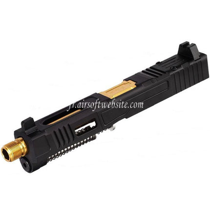 VFC CNC Aluminium Fowler Industries MKII Komplettes oberes Schlitten-Lauf-Set, passend für Elite Force VFC G17 Gen5 GBB Airsoft-Pistole, schwarz