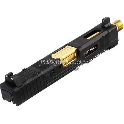 VFC CNC Aluminium Fowler Industries MKII Komplettes oberes Schlittenlauf-Set passend für Elite Force VFC G19X G45 GBB Airsoft-Pistole Schwarz