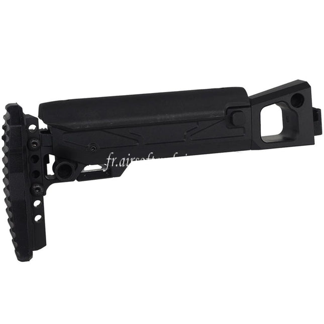 5KU KPYK Pliable Télescopique Crosse avec Cheek Riser Convient pour GHK AK74 Série GBB Fusils Airsoft Noir