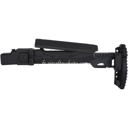 5KU KPYK Pliable Télescopique Crosse avec Cheek Riser Convient pour GHK AKM V2 Série GBB Fusils Airsoft Noir