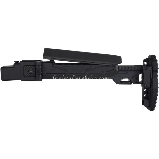 5KU KPYK Pliable Télescopique Crosse avec Cheek Riser Convient pour GHK AKM V2 Série GBB Fusils Airsoft Noir