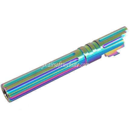 5KU 5 Pouces Acier inoxydable Cannelures droites Canon Extérieur +11mm CW Fileté sens horaire Convient pour Armorer Works WE (WE-TECH) Tokyo Marui Hi-Capa 5.1 Série GBB Pistolets Airsoft