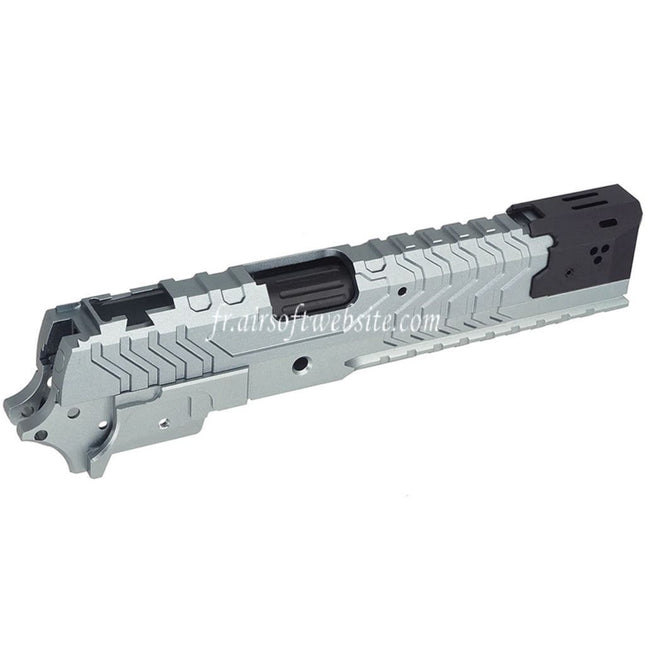 5KU CNC Aluminum Matrix Style Canon Extérieur Milieu Châssis Glissière Set Convient pour Tokyo Marui Hi-Capa Série GBB Pistolet Airsoft