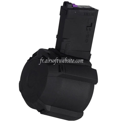 CYMA 500 Billes Électrique Contrôle du son Gaz Tambour Chargeur Convient pour CYMA CGS Tokyo Marui M4 Série MWS GBB Fusils Airsoft Noir