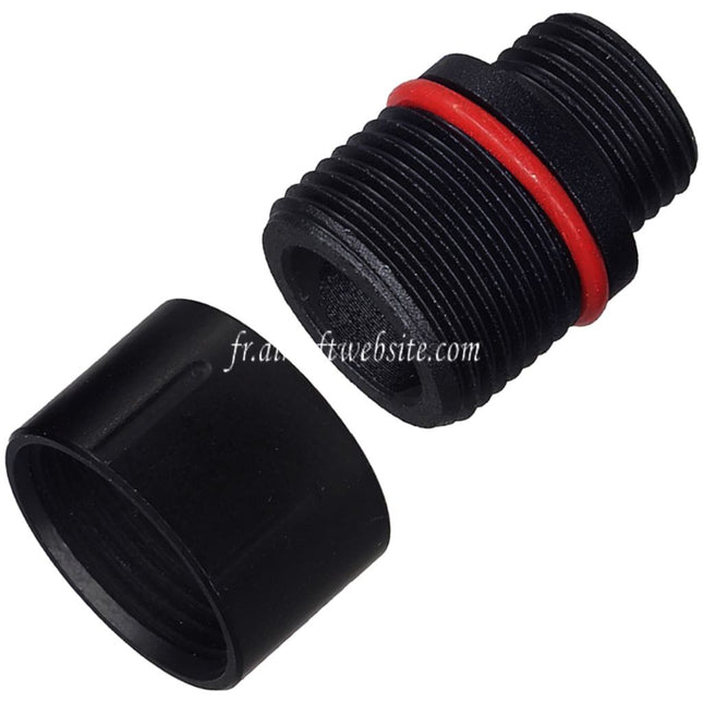 Airsoft Website Canon Silencieux Compensateur Adaptateur avec Cache-filet protecteur Type-2 Convient pour KSC M9 / WE Pistolets +11mm CW sens horaire -14mm CCW sens antihoraire Filetage Noir