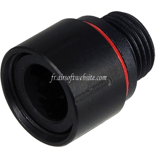 Airsoft Website Canon Silencieux Compensateur Adaptateur avec Cache-filet protecteur Type-2 Convient pour KSC M9 / WE Pistolets +11mm CW sens horaire -14mm CCW sens antihoraire Filetage Noir