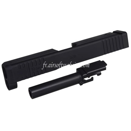 Bomber Airsoft CNC Aluminium Wilson Combat Style Schlitten-Lauf-Set Passend für Tokyo Marui G19 Gen4 Serie GBB Pistolen Schwarz