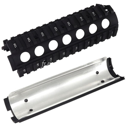 Airsoft Website 170mm CNC Aluminium KAC Style M4A1 M4CQB RAS Handschutz Schienensystem mit Staubschutzhülle Passend für M4 M16 Serie AEG Gewehre Schwarz