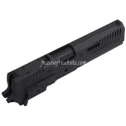 Bomber Airsoft CNC Aluminum TRIARC System Style Canon Milieu Châssis Glissière Kit Set Convient pour Tokyo Marui Hi-Capa Série GBB Pistolets Gris Titane