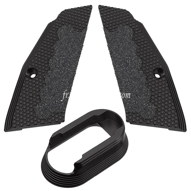 5KU CNC Aluminum Antidérapant Court Poignée Couvre et Magwell Convient pour KJ Works ASG CZ Shadow2 Série GBB Pistolets Airsoft