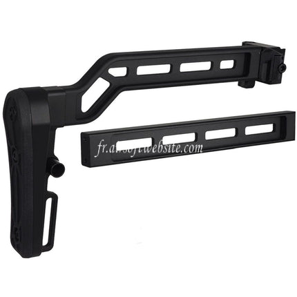 5KU Taktischer modularer Klappschaft aus Aluminium mit Gummipolster für 20-mm-Picatinny-Schienen, Schaftadapter, Gewehre, Schwarz